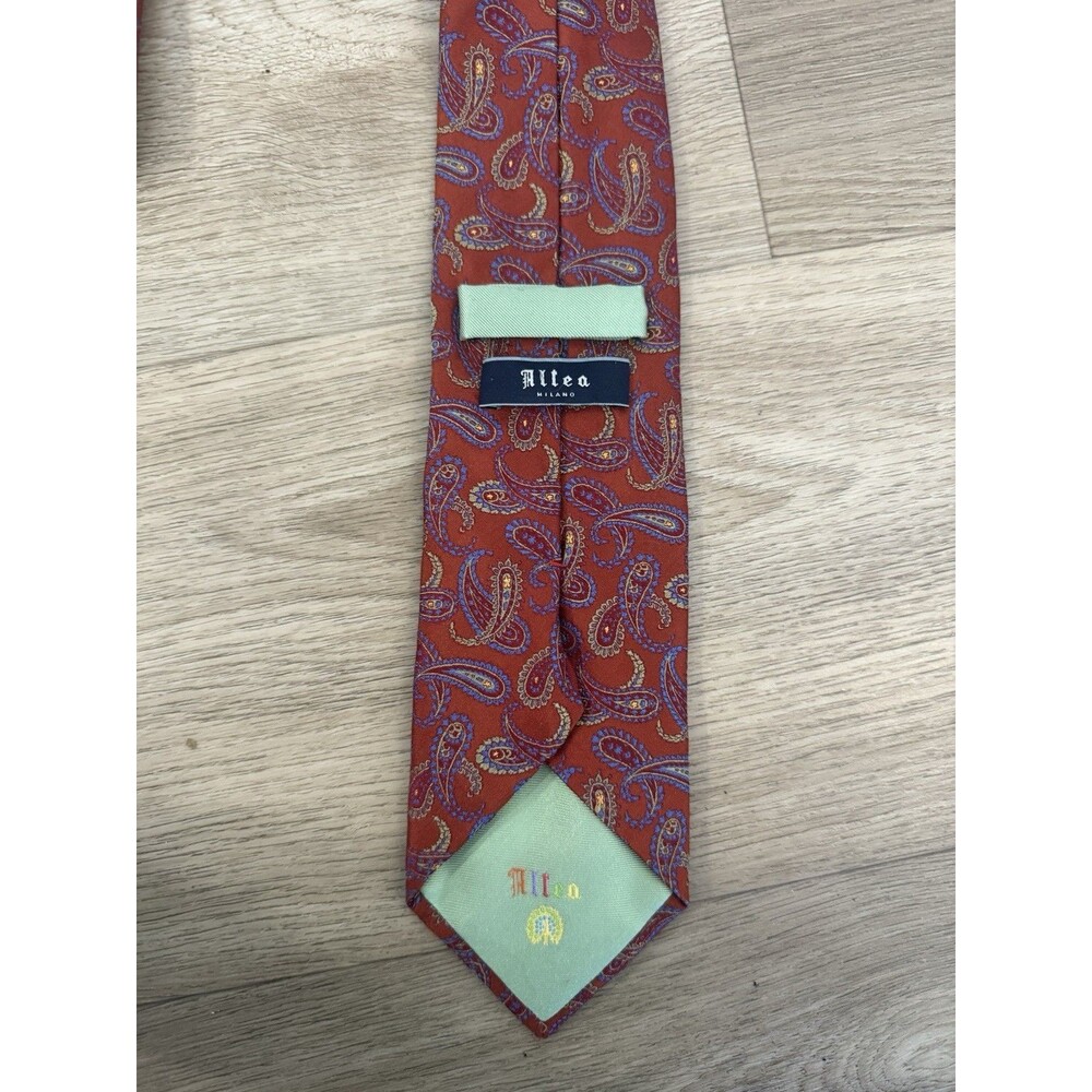 Altea Milano 100% Silk Tie Red Blue Paisley Handmade Italy